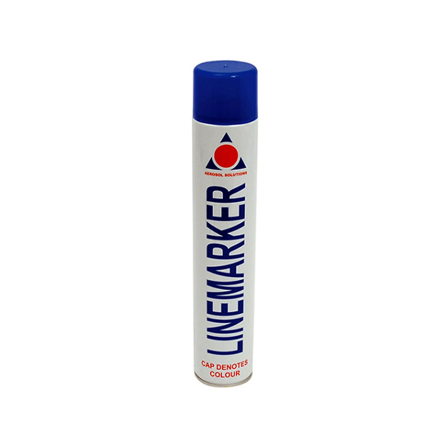 Linemarker canister with blue cap on a white background