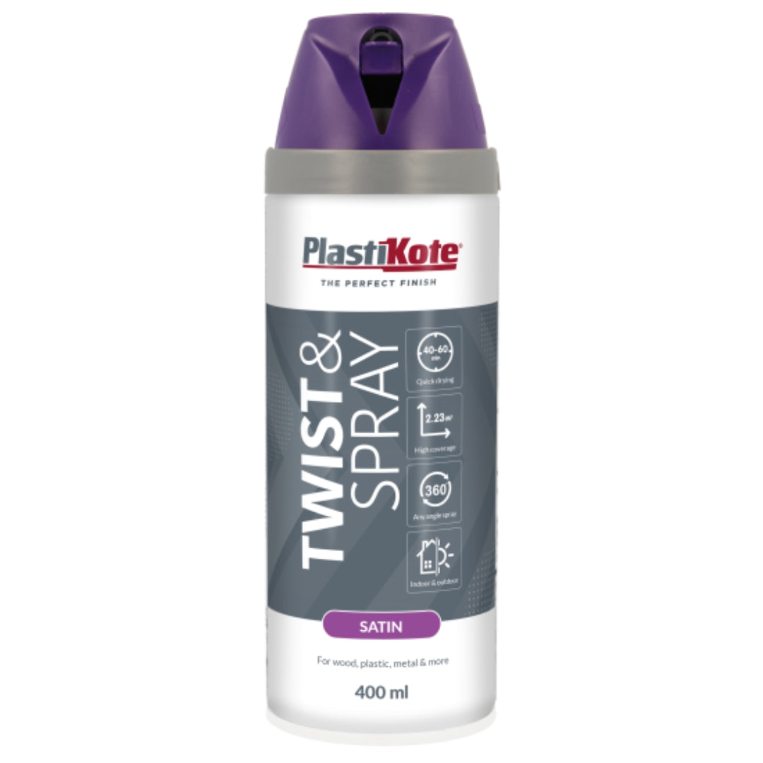 Plastikote Twist & Spray Satin Sumptuous Purple - 400ml
