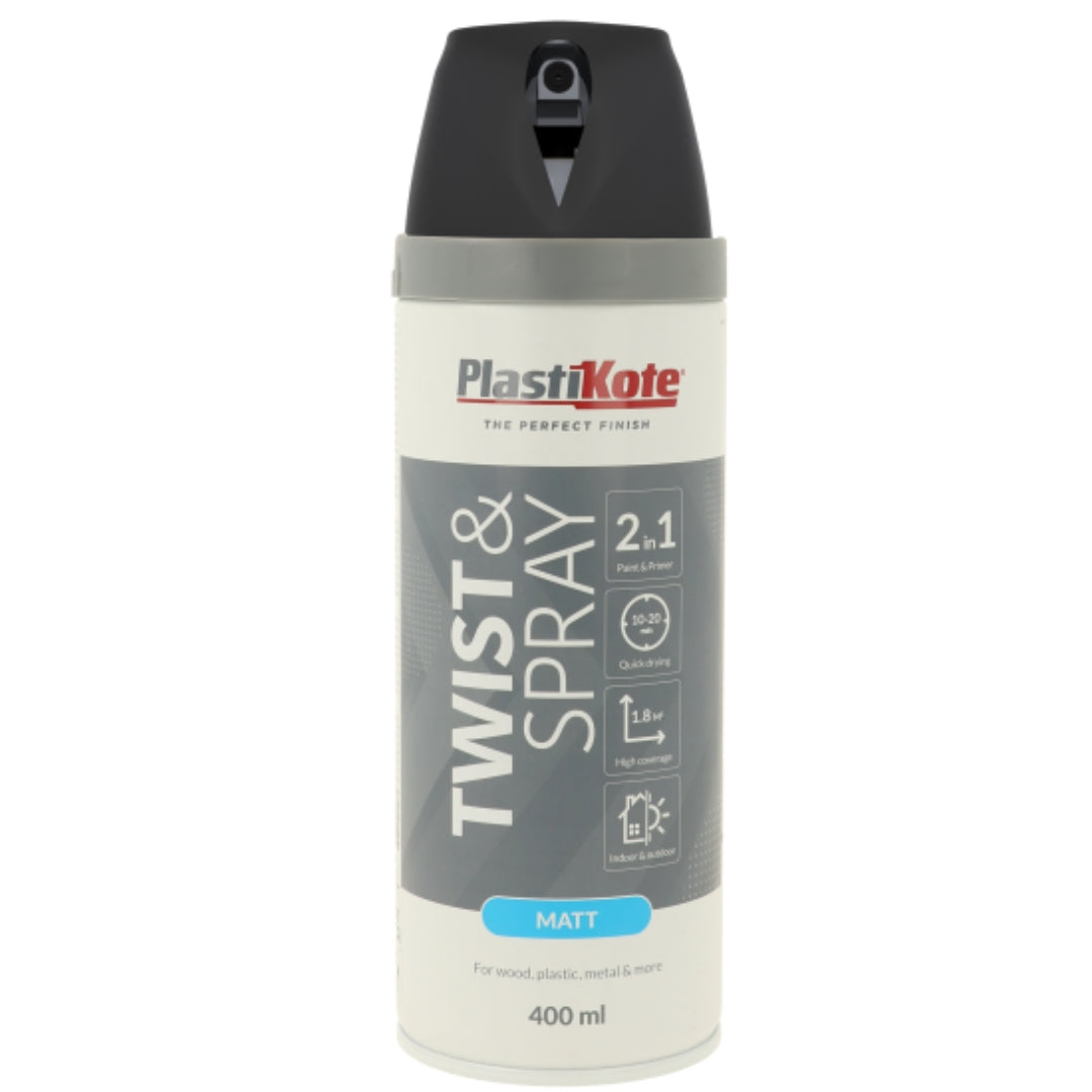 Plastikote Twist & Spray Matt Black - 400ml