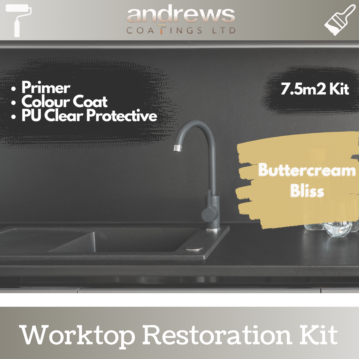 AndCoat Worktop Restoration Kit - Buttercream Bliss