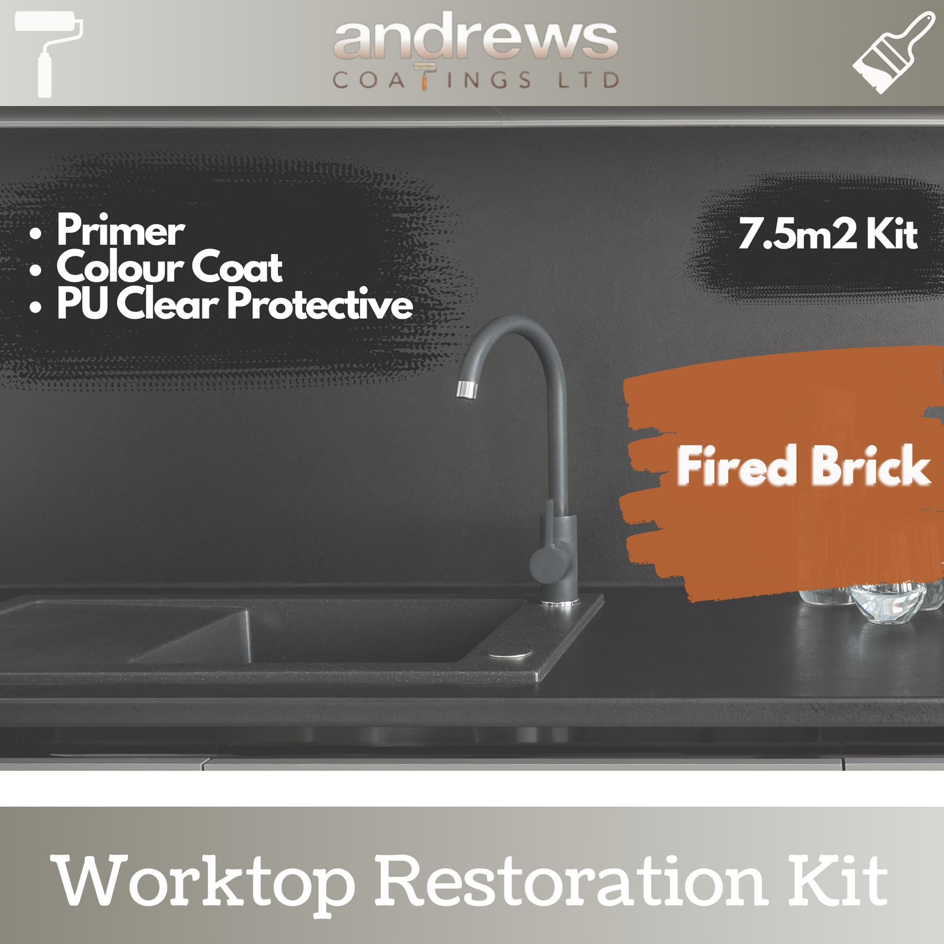 AndCoat Worktop Restoration Kit - Fire Brick