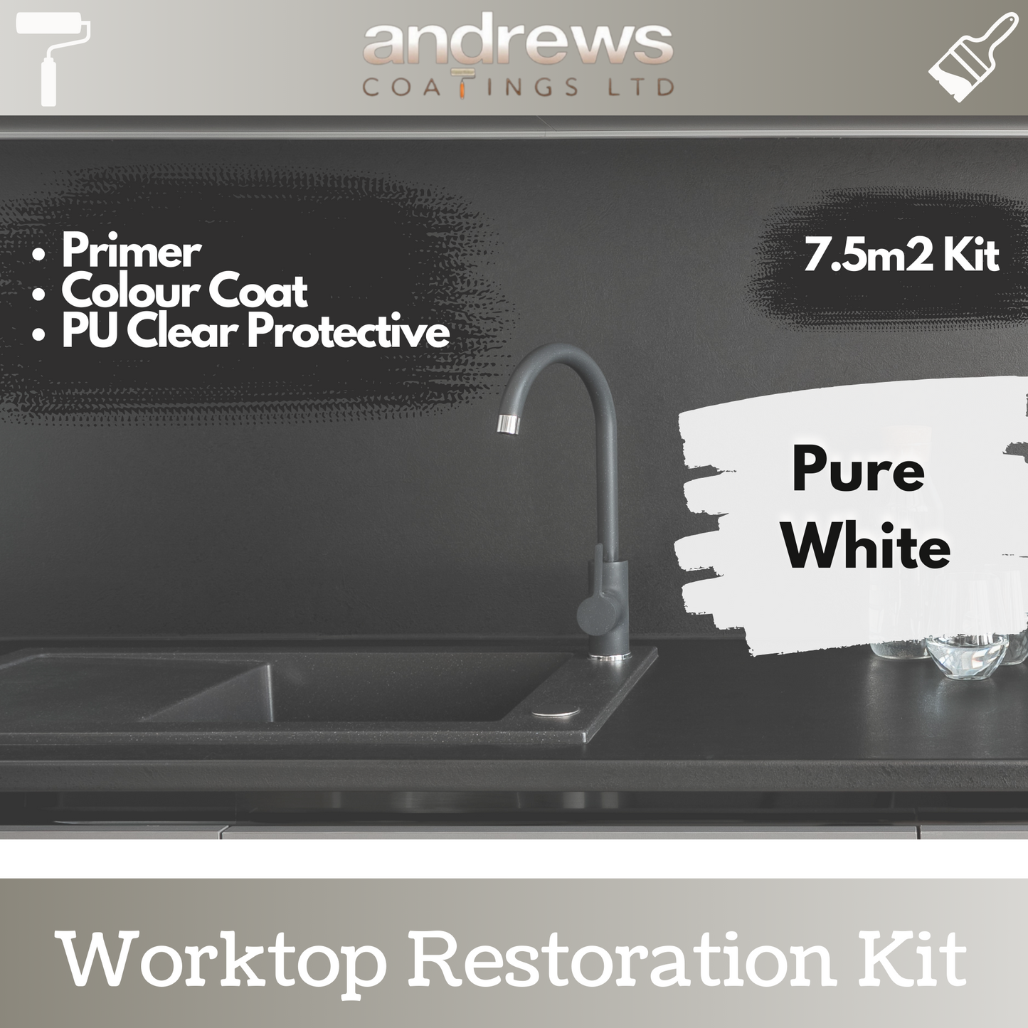 AndCoat Worktop Restoration Kit - Pure White
