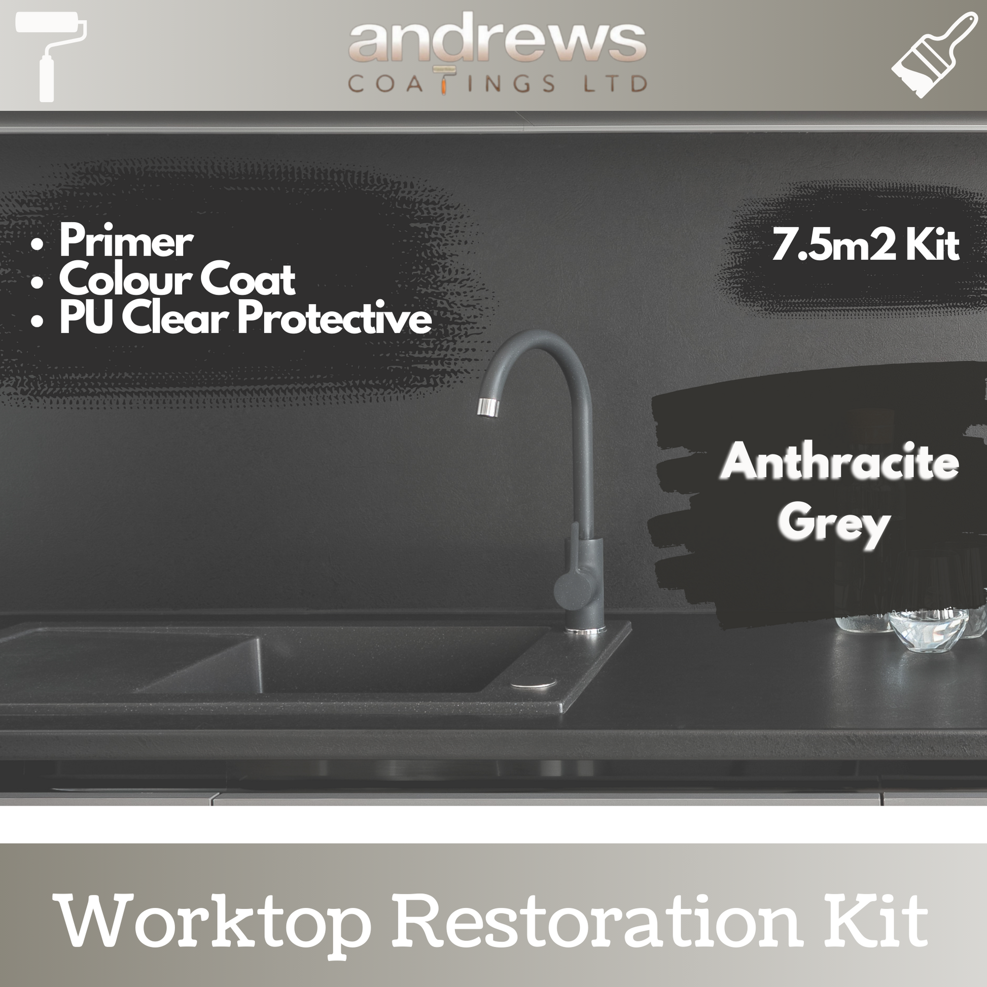 AndCoat Worktop Restoration Kit - Anthracite Grey