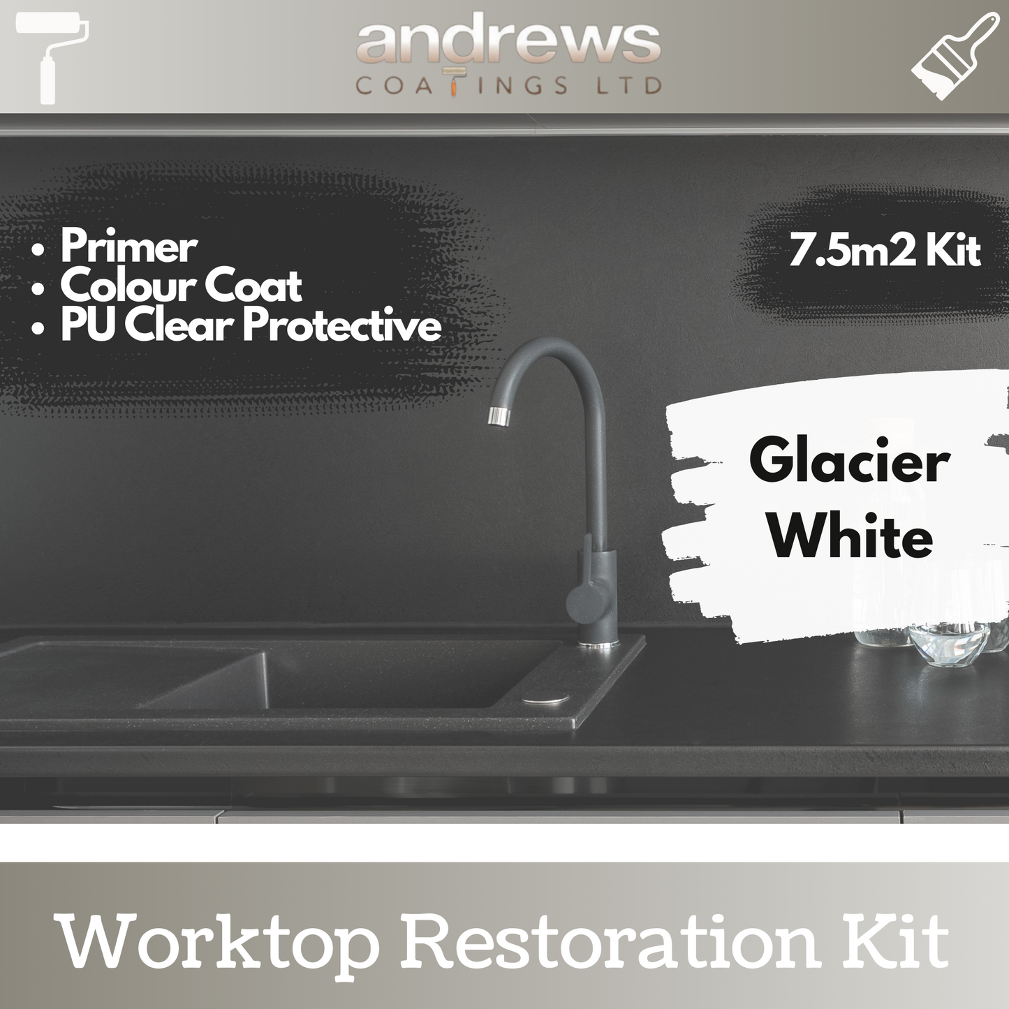 AndCoat Worktop Restoration Kit - Glacier White