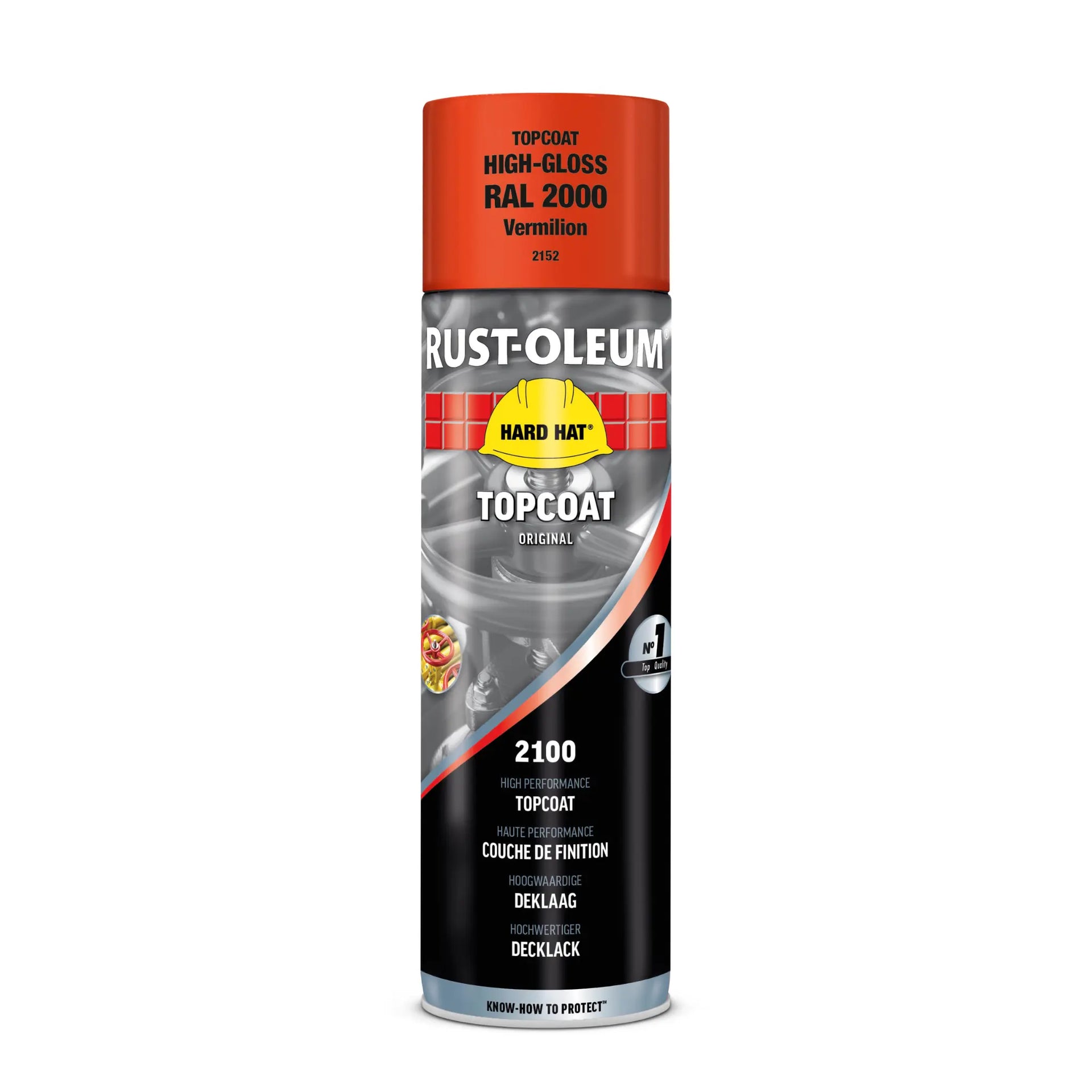 Rust-Oleum 2100 Hard Hat Ral 2002 Vermilion Gloss Topcoat - 500ml