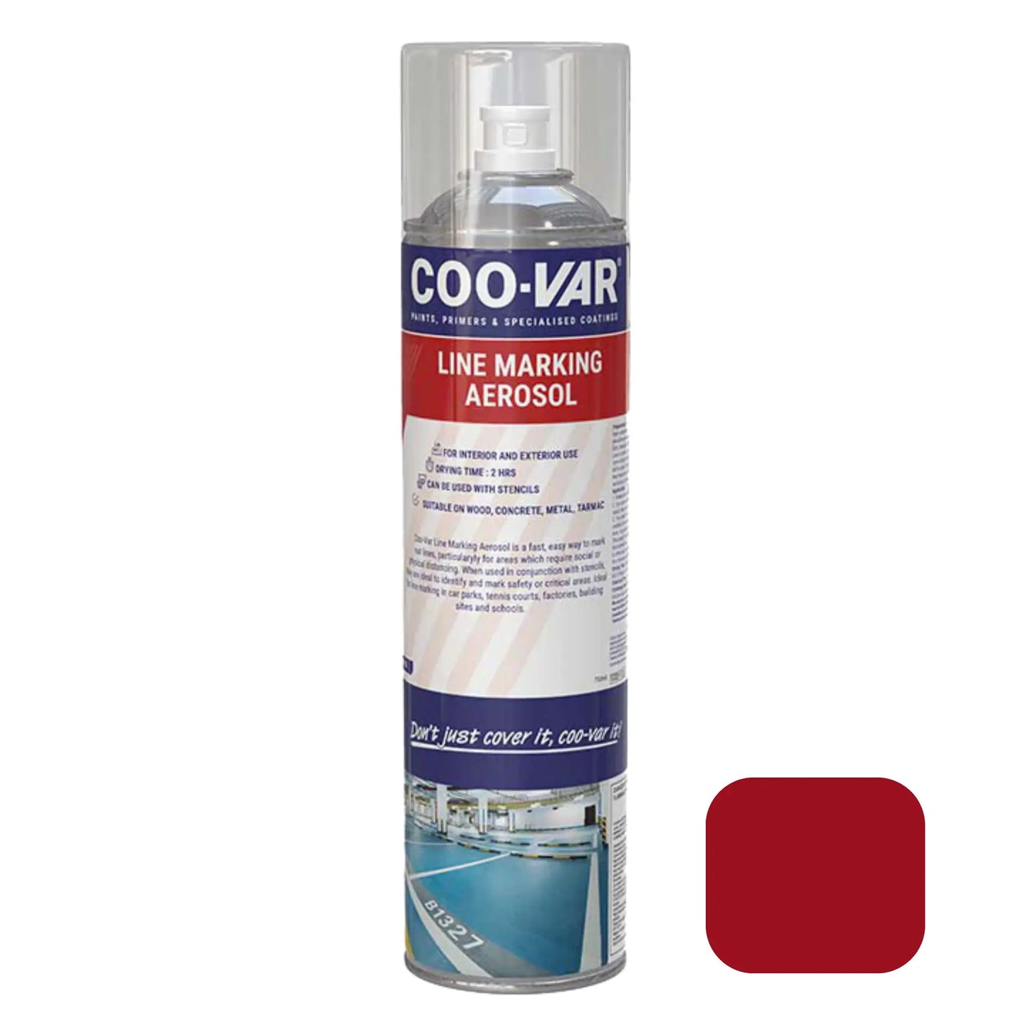 Coo-Var line marking aerosol spray can on a white background