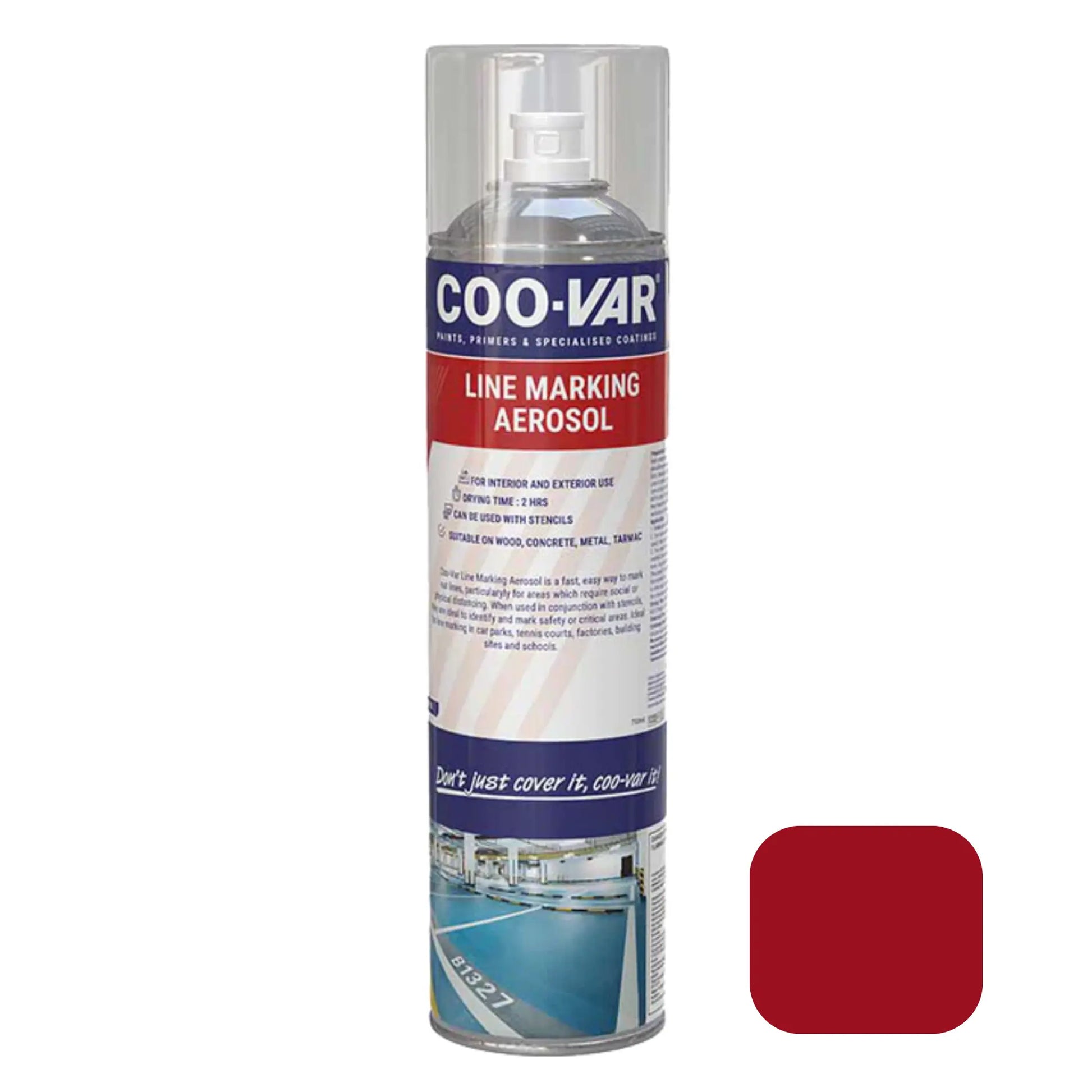 Coo-Var line marking aerosol spray can on a white background