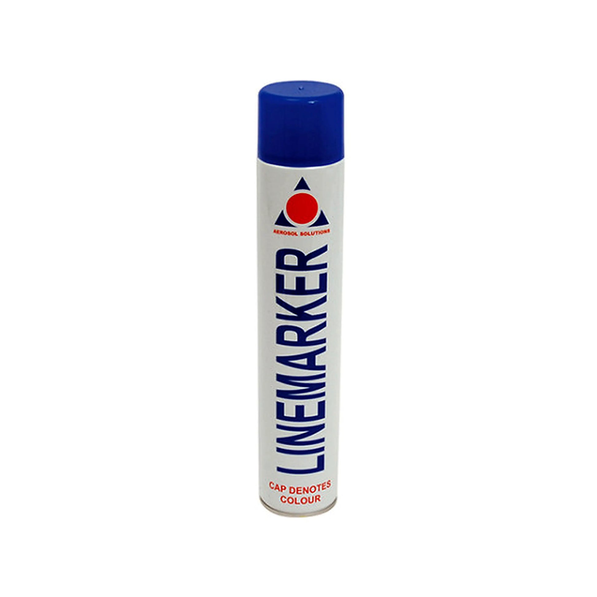 Linemarker canister with blue cap on a white background