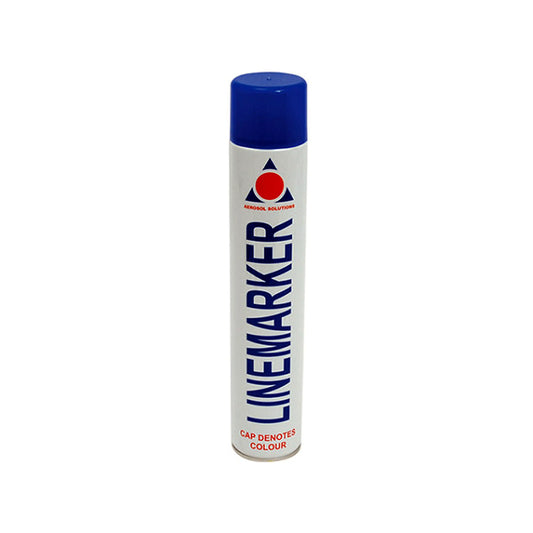 Linemarker canister with blue cap on a white background