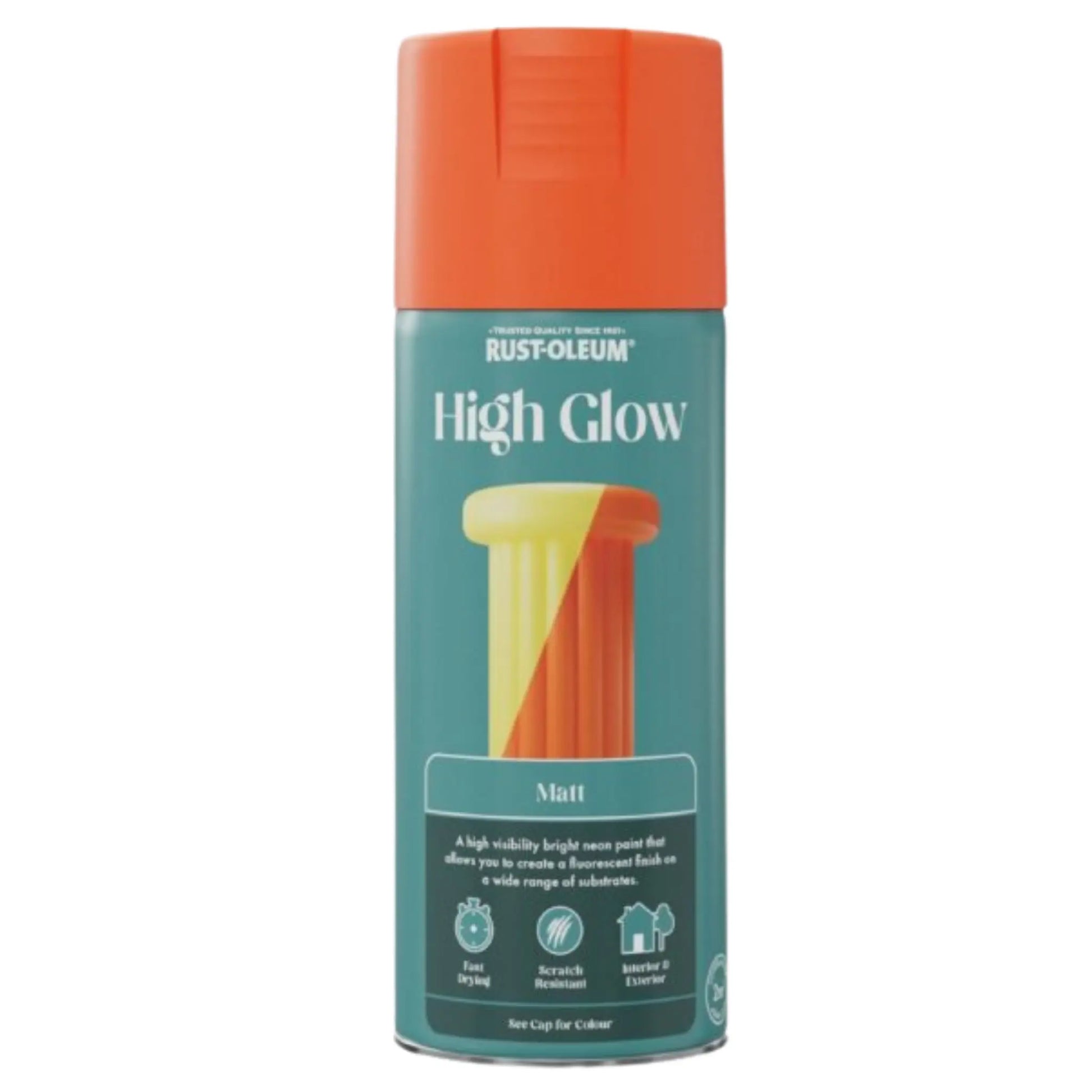 Rust-Oleum High Glow spray paint can on a white background