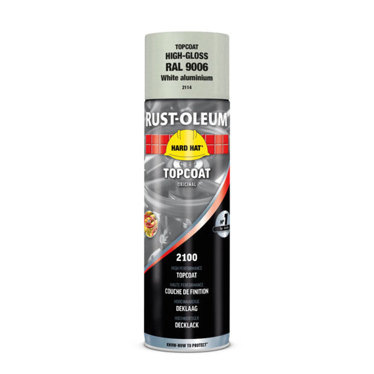 Rust-Oleum 2114 Hard Hat aerosols on a white background