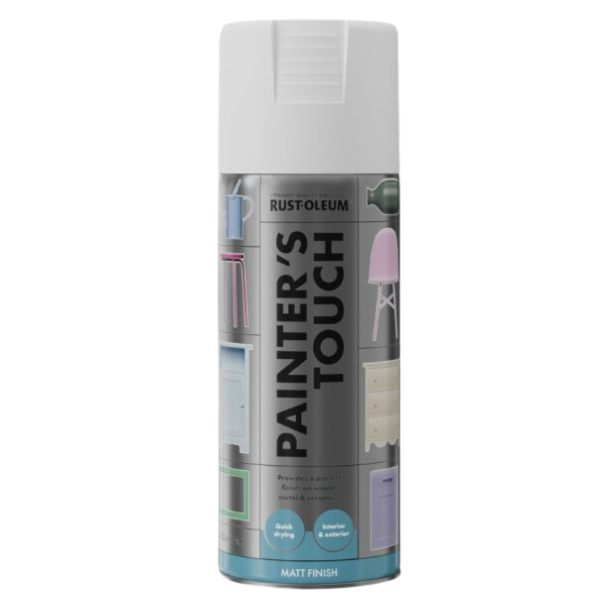 Painter's Touch White Matt aerosol on a white background