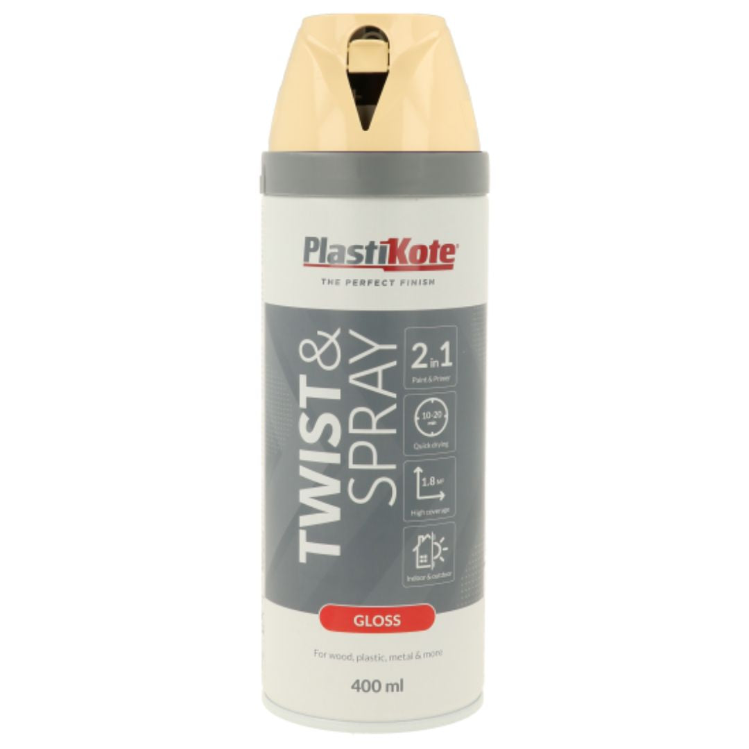 Plastikote Twist & Spray Gloss Antique White - 400ml 