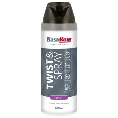 Plastikote Twist & Spray Satin Black - 400ml