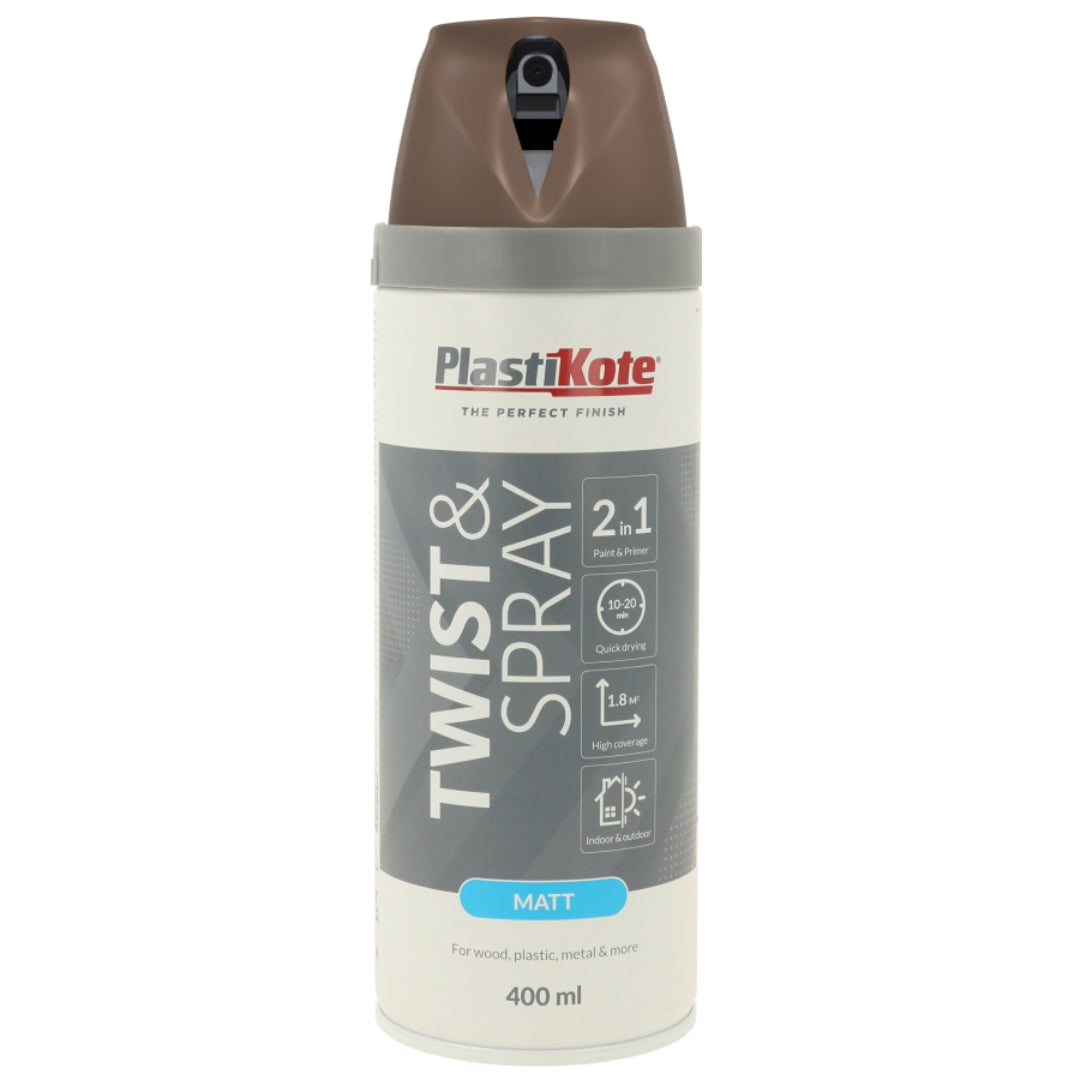 Plastikote Twist & Spray Satin Chocolate Brown - 400ml