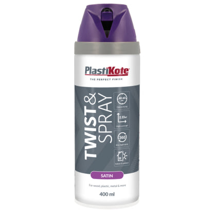 Plastikote Twist & Spray Satin Sumptuous Purple - 400ml 