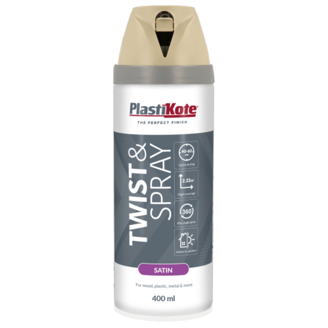 Plastikote Twist & Spray Satin Warm Grey - 400ml