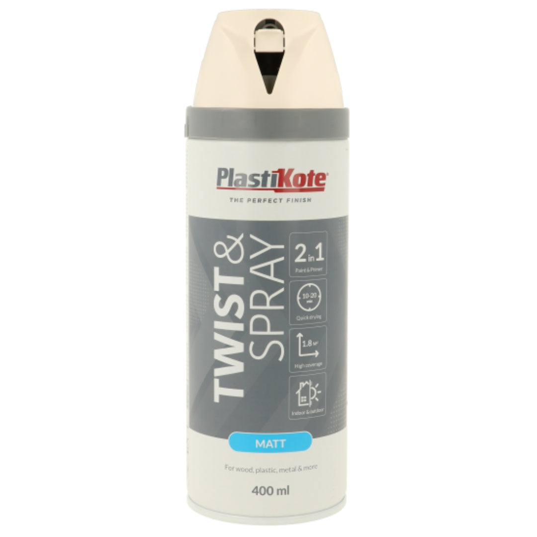 Plastikote Twist & Spray Matt White - 400ml 