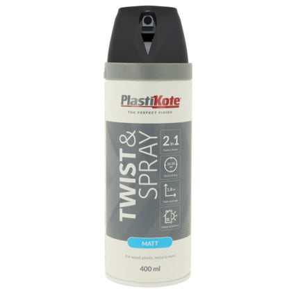 Plastikote Twist & Spray Matt Black - 400ml 