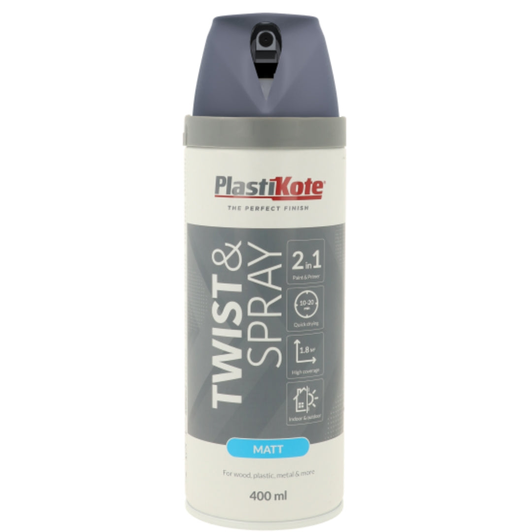 Plastikote Twist & Spray Matt Grey - 400ml 