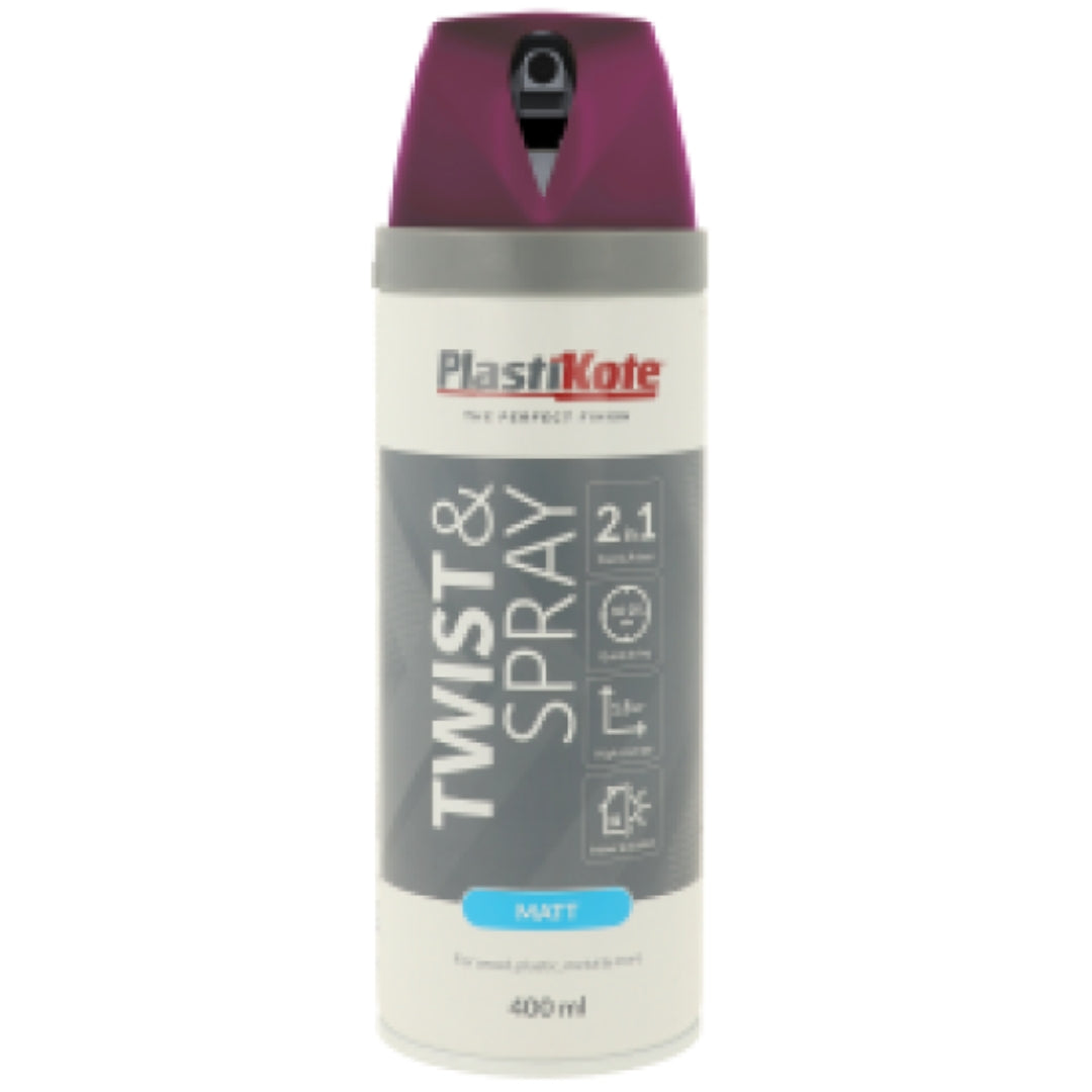 Plastikote Twist & Spray Matt Black Plum - 400ml