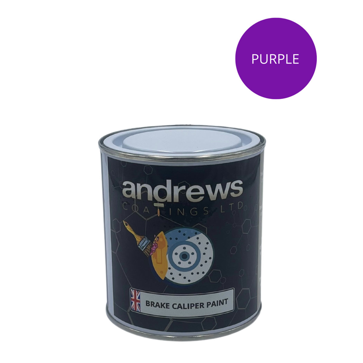 AndCoat brake caliper paint tin with Purple colour swatch
